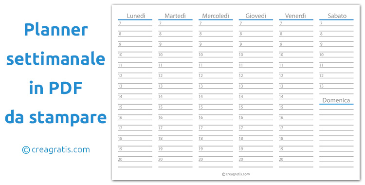 Planning Settimanale In Pdf Da Stampare Creagratis Com