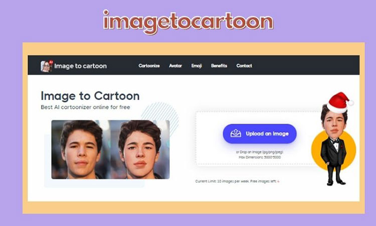 Homepage del sito Imagetocartooon