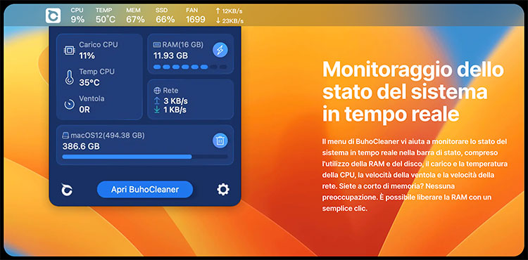 Monitoraggio dello stato del sistema Mac